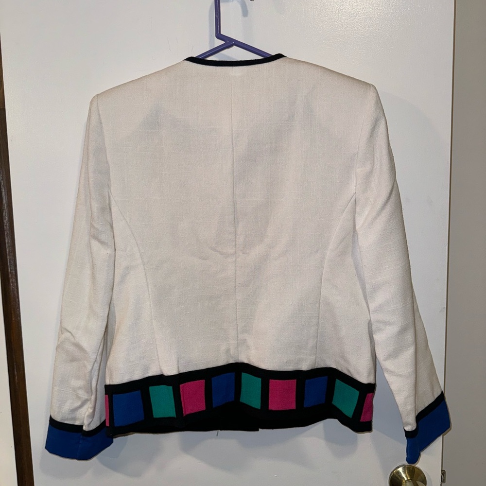 Vintage 80’s Women’s Waist Jacket Blazer Size 8 Petite Colorblock - Picture 8 of 8